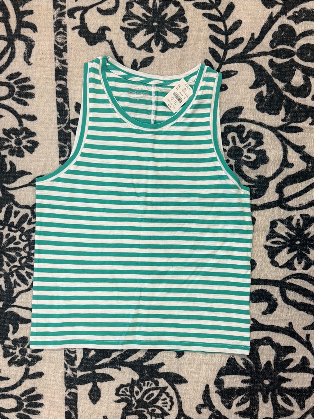 Striped Tank Top - Teal & White